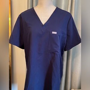 Figs Blue Short Sleeve Scrub Top